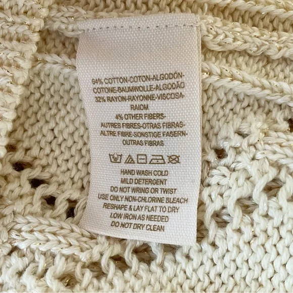 Free People New Romantics Bang Bang Knit Gold Thread Fisherman Cardigan Size S - Picture 11 of 12